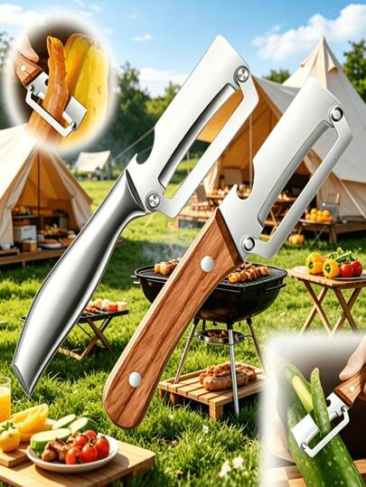 Dụng cụ gọt vỏ trái cây đa năng bằng thép không gỉ với tay cầm bằng gỗ và chức năng mở nắp chai, thích hợp để gọt vỏ khoai tây, trái cây và các loại thực phẩm khác trong nhà bếp, lý tưởng làm quà tặng Ngày của Mẹ, Ngày của Cha, quà tốt nghiệp.