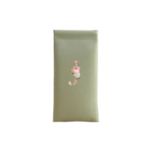 时尚眼镜盒男女通用眼镜收纳套装，弹性盖自动闭合眼镜袋，玫瑰金字母印花，便携式线缆整理器，假日旅行必备 - 綠色 - 查看 24