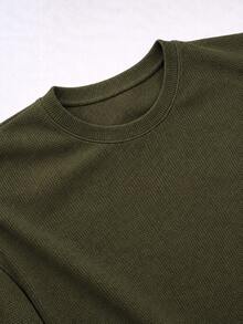 Set Of 2 Men's Oversized Waffle Premium Textured T-Shirts - Military Green/Navy Blue - View 3