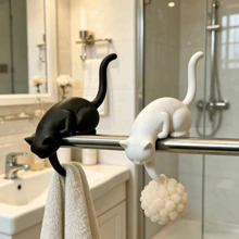 1个猫形壁挂挂钩，可爱猫咪伸出爪子设计，可悬挂钥匙、吊坠和其他小物件，创意装饰壁挂挂钩，适用于浴室、厨房、客厅、卧室 - 彩色 - 查看 2