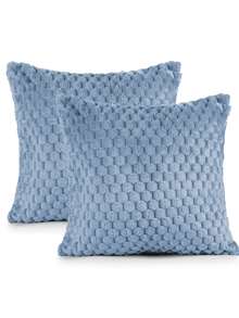 Set Of 2 Velvety Plush Decorative Cushion Covers (45cm X 45cm) With Zipper - Bluberi - View 1