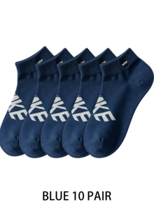10 Pairs/Pack Men's Letter Print Comfortable Ankle Athletic Socks - Multicolor - View 20