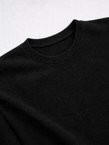 Set Of 2 Men's Oversized Waffle Premium Textured T-Shirts - 黑色/藏青色 - 查看 3