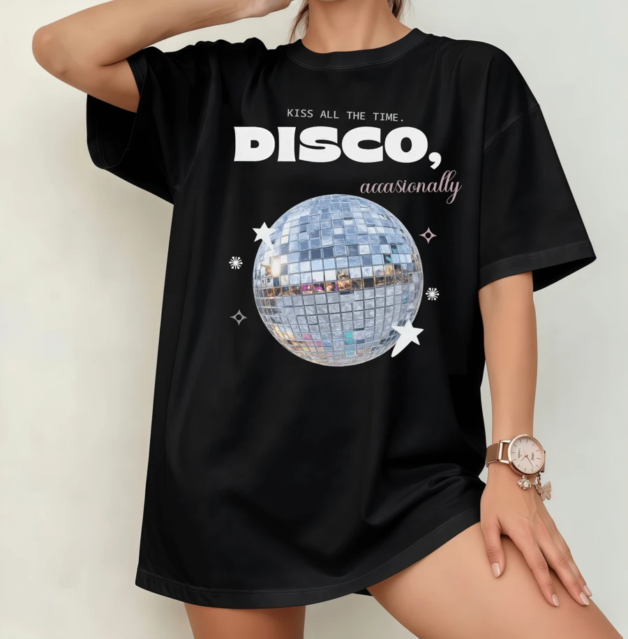 Harry Sty Retro Disco Ball T-Shirt | Gender Neutral Oversize Streetwear Shirt Black - Black - View 1