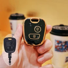 1 chiếc ốp chìa khóa xe hơi bằng TPU mạ điện, bảo vệ toàn diện chống rơi vỡ, kiểu dáng tối giản thời trang với họa tiết kim loại, tương thích với Peugeot 107 206 207 307 408, C1 C2 C3 C4 Picasso, Aygo - Logo A - Xem 12