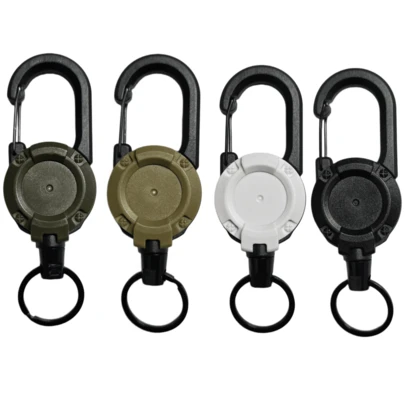Clip retráctil multifuncional, adecuado para camping y pesca - Material ABS duradero, fácil de tirar, cuerda de acero retráctil automáticamente, clip multiusos