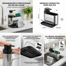 Stainless Steel Sink Organizer Dispenser With Sponge Holder And Kitchen Accessories - A - View 2