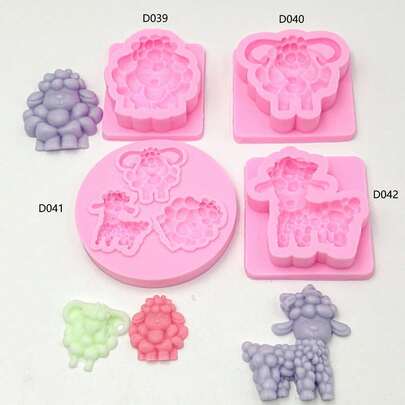 Khuôn silicon hình cừu 3D, phụ kiện trang trí hình động vật, dụng cụ đúc nhựa, dụng cụ tạo hình đất sét.