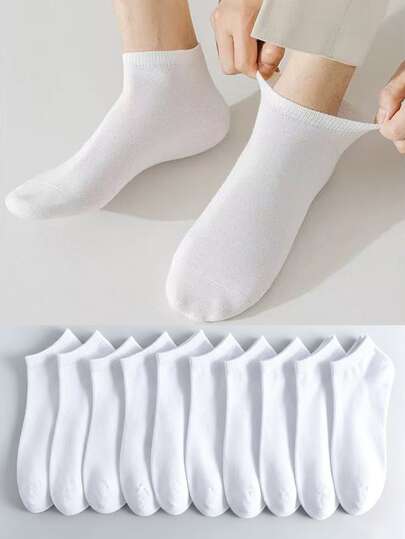 1/5/10/20/30/50 Pairs Solid Color Summer Thin Low-Cut Classic Minimalist Black/White/Gray Casual Sports Ankle Socks For Men