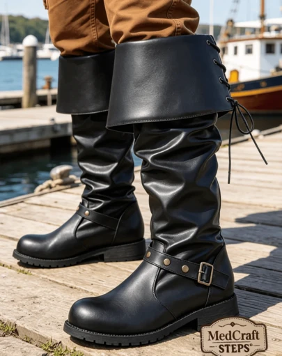 Medieval Pirate Boots Men Renaissance Boots Viking Pirate Gothic Cosplay Costume Shoes Footwear For Men