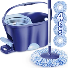 MYSPRI Spin Mop And Bucket With Wringer Set, 4 Microfiber Mop Heads,360° Floor Cleaner Hardwood Tile Heavy Duty System - 1 - 查看 1
