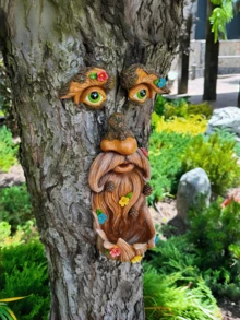 1pc Tree Face Decor, Outdoor Tree Face Art, Tree Trunk Face Decoration, Outdoor Tree Decor - Multicolor - View 6