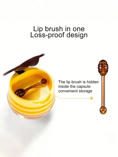 Recipiente de brillo de labios con forma de tarro de miel | Bálsamo labial rellenable en frasco | Diseño portátil a prueba de fugas | Lindo cepillo de labios en panal | Almacenamiento de lápiz labial y brillo de labios DIY para mujeres