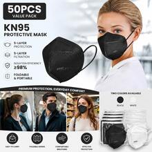 50pcs, Boxed, Individually Packaged, Used In All Seasons, Folding KN95 Mask, Easy To Carry, 5-Layer KN95 Mask, 98% Protective Efficiency, Black And White, Disposable Protective Mask, Suitable For Daily Travel, Parties, Family Dinners, Companies. - 50pcs - View 2