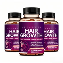 24-In-1 Advanced Hair Growth Vitamins |   Biotin 10,000mcg, Collagen, Patented OptiMSM, GoMCT, Saw Palmetto |   Naturally Regrow Stronger & Healthier Hair, Skin And Nails |   Stops Hair Loss |   60 Day Supply - 3瓶 - 查看 6