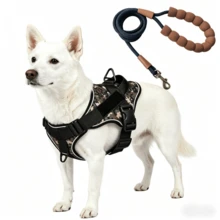 Anti-Pull Anti-Escape Vest Dog Leash Set For Medium And Large Dogs | Made Of Durable Oxford Fabric, Breathable Mesh Padding, Adjustable For 5-60kg Outdoor Walking Training Hiking - Black - View 16