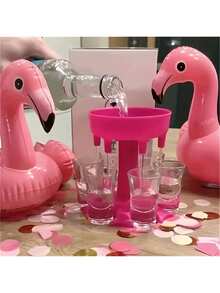 1 Peça Dispensador de Bebida Alcoólica com 6 Peças de Suporte para Copos, Distribuidora de Bebida para Festa, Acessório de Jogo de Servir Bebida Rápida - Multicolorido - Visão 11