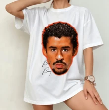 BadBunny Big Head Portrait T-Shirt | Gender-Neutral Oversized Casual Shirt White - White - View 9