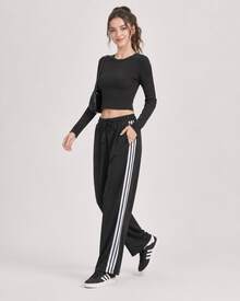 Quần thể thao dệt kim đơn giản, đa năng, kẻ sọc, adidas Dance Casual dành cho nữ, màu đen. - màu đen - Xem 7