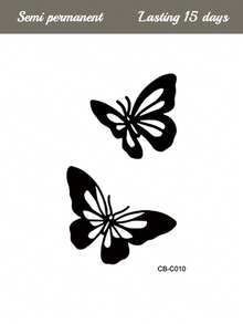 1pc Herbal Juice Minimalist Silhouette Butterfly Temporary Tattoo, 7-14 Days Waterproof, Smudge-Proof, For Finger, Wrist, Shoulder, Neck, Collarbone, Body - Blue - View 11