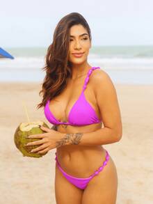 Triangle Bikini Top With Removable Padding And Lined Straps - Style And Comfort In Just The Right Measure. - 紫丁香色 - 查看 1