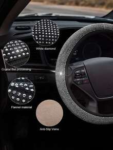 Funda brillante para volante de coche - Decorada con deslumbrantes rhinestones, protector de volante y decoración interior para coches y SUV, se ajusta a ruedas de 37-38 cm, decoración interior de coche brillante para mujeres, accesorio interior de coche - Diamante - Ver 9
