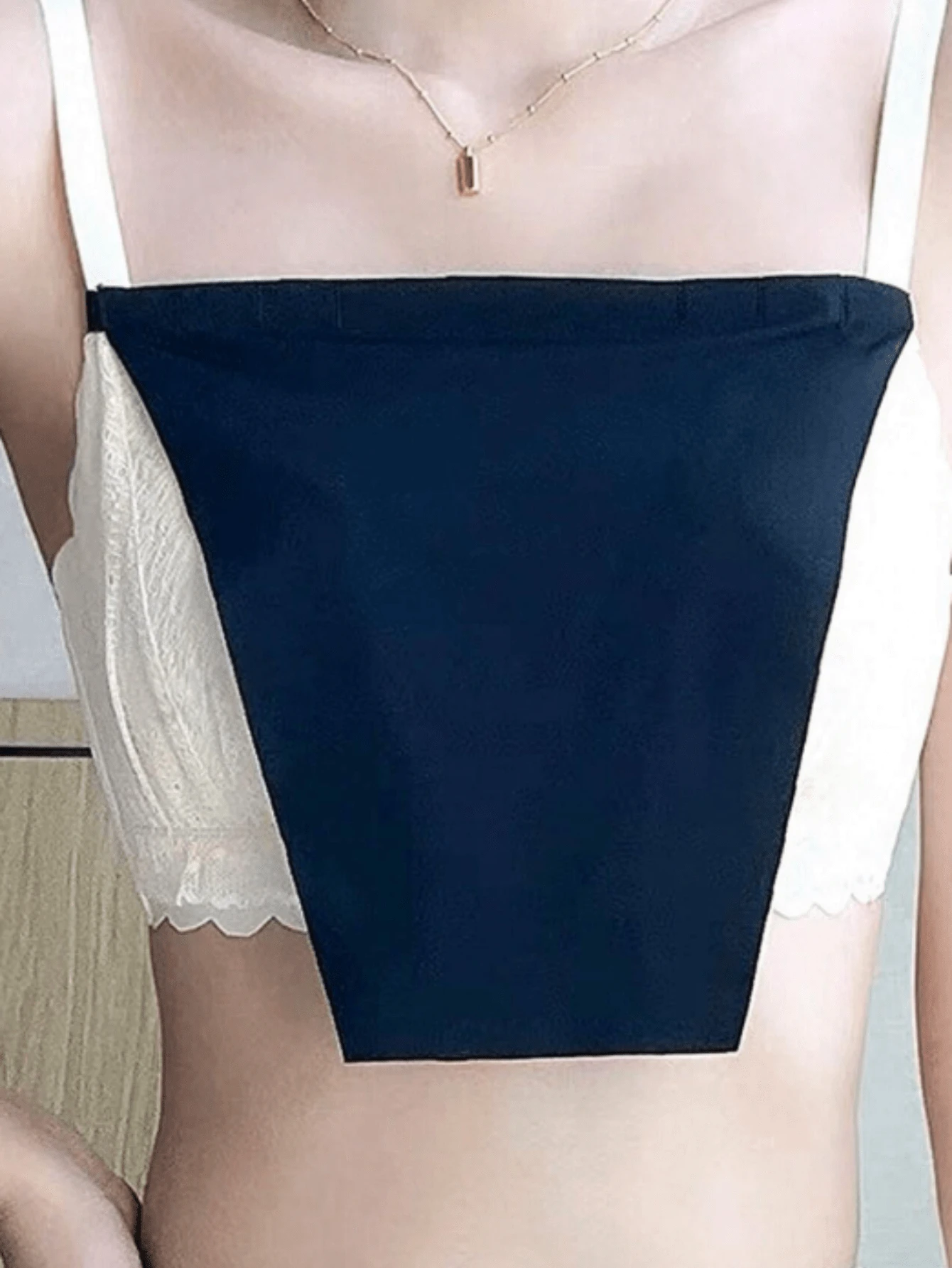Bộ 3 món áo quây nữ màu đen trắng, chất liệu lụa băng mềm mại, chống hở hang, có thể điều chỉnh 3 vị trí, cổ giả, thích hợp mặc hàng ngày. - Nhiều màu - Xem 1
