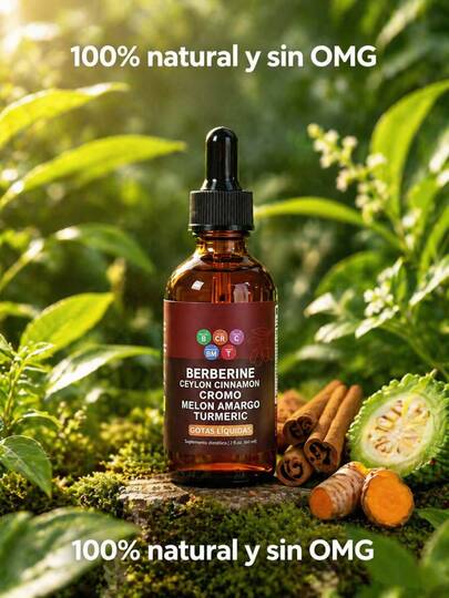  ToyoCare Gotas Líquidas Sublinguales de Berberina 60ml | Complejo B 5 en 1, Absorción Rápida, Fórmula Vegana, Bienestar Energético, Cognitivo y General