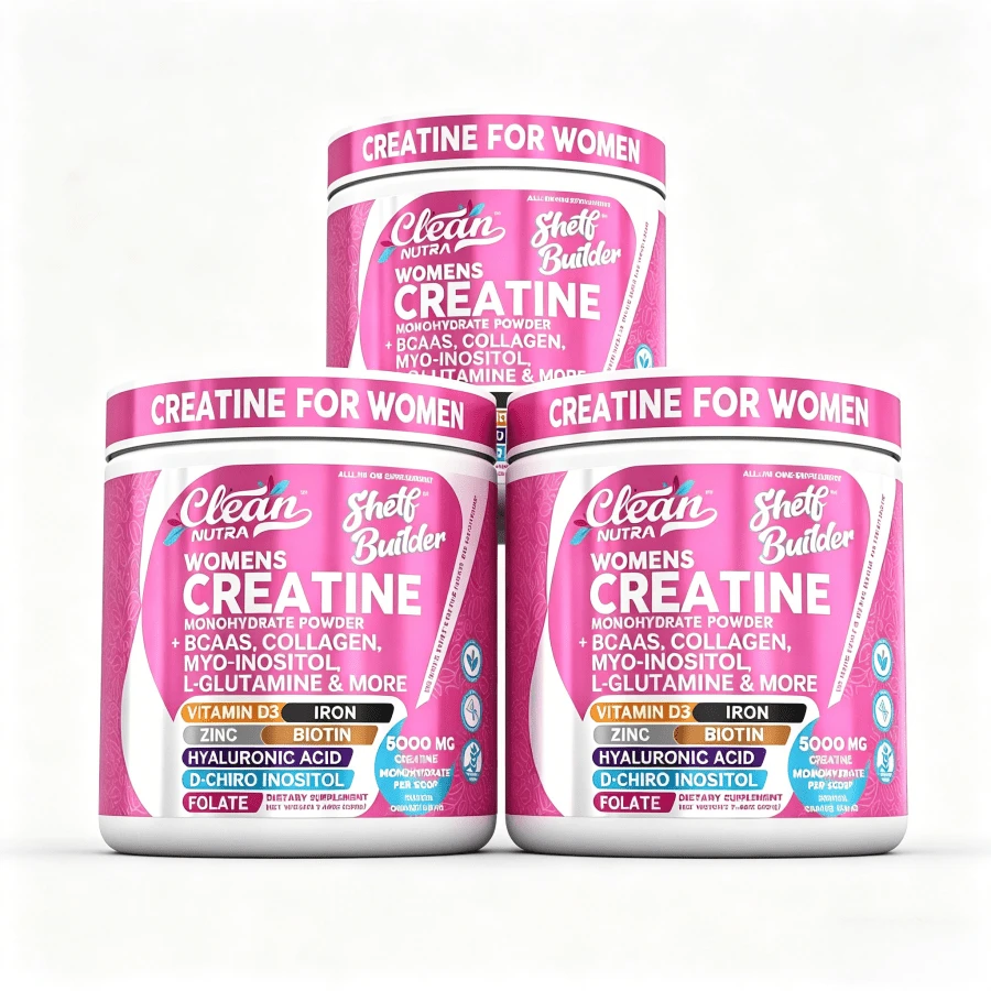 Women's Creatine Monohydrate Powder With BCAAs, Collagen, Myo-Inositol, L-Glutamine, & More For Optimal Wellness & Beauty Support – Shelf Builder - 3 chai - Xem 1