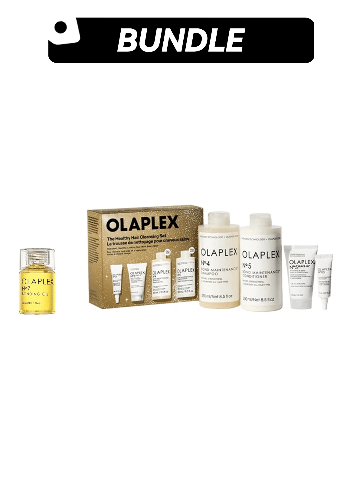 Olaplex 【护发套装】7号强韧护发油+健康秀发清洁套装4件套(0.5号长效护理油5毫升+5号免洗护发素30毫升+4号洗发水250毫升+5号护发素250毫升)60毫升+0.17盎司/5毫升+1盎司/30毫升+8.5盎司/250毫升*2 - 適用於所有膚質 - 查看 1