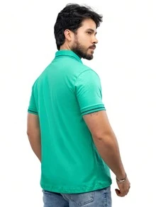 camisa masculina   Verão    gola polo verde claro - Vinho - Visão 3