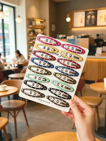 16pcs/8pcs/4pcs Multicolor Polka Dot Oil Drop BB Clip Set, Fashionable Side Hair Clips, Bangs Clips Hair Accessories For Women, Summer Hair Accessories, Suitable For Party And Daily Wear