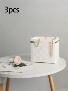 3pcs/1pc Flower Bouquet Box With Handle, Floral Shop Packaging Bucket For Bouquet Storage And Packaging, Elegant For Wedding, Party, Holiday, Flower Shop Display Gift Basket - View 12