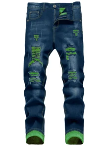 3-Pack Men's Retro Street Style Distressed Ripped Straight Leg Slim Fit Stretch Jeans - 彩色 - 查看 9