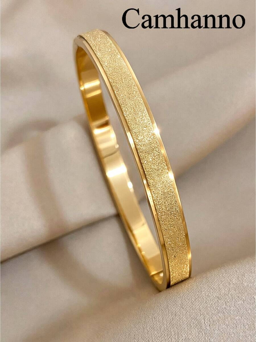 Camhanno 1 buah Gelang Silang Minimalis dari Baja Titanium, Warna Tahan Lama, Desain Gesper Pegas Anti Alergi, Serbaguna untuk Kerja, Kencan, Pernikahan, Acara Formal - Emas - View 1