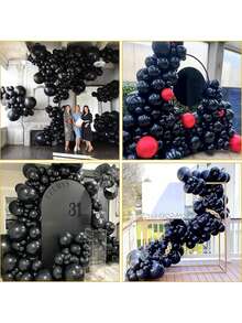 94pcs/Set Solid Color Decorative Balloon Wreath, Black Latex Balloon Arch Set, Suitable For Party Decoration, Christmas - 18 YEARS - View 3
