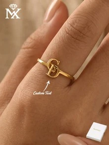 1 chiếc nhẫn khắc chữ đôi theo yêu cầu, nhẫn chữ cái đầu tên cặp đôi, nhẫn khắc chữ theo yêu cầu, nhẫn mỏng khắc theo yêu cầu, nhẫn khắc xếp chồng, quà tặng kỷ niệm. - Nhiều màu - Xem 1