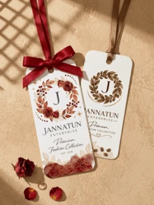 12pcs/24pcs/48pcs Customized Floral Design Hang Tags (With Ribbons), 4 Floral Designs, Customizable Text Content, Suitable For Clothing, Shoes, Gifts, Packaging, Branding, High-Quality Material Tags For Apparel Stores, Handmade Gift Boxes, Accessories Packaging, Holiday Presents - Multicolor - View 5