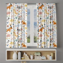 2pcs Cute Puppy Pattern Blackout Thermal Curtains - 100% Polyester Machine Washable Rod Pocket Curtains, Suitable For Bedroom, Living Room, Kitchen, Balcony - Modern Animal Theme Home Decor (Rods Not Included) - Light Grey - View 4