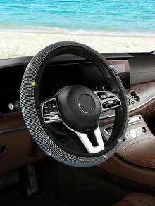 Funda brillante para volante de coche - Decorada con deslumbrantes rhinestones, protector de volante y decoración interior para coches y SUV, se ajusta a ruedas de 37-38 cm, decoración interior de coche brillante para mujeres, accesorio interior de coche - Diamante - Ver 2