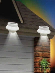 1pc 3Leds White Light Solar Outdoor Wall Light, Patio Gutter Light, Easy To Install, Suitable For Fences, Eaves, Railings, Walls Night Lighting - Solar - View 6