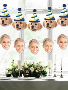 Personalized Face And Pet Photo Banner, Customizable Funny Face And Pet Photo Silhouette Banner With Custom Text/Age, Suitable For Birthday Party Decorations For Humans And Pet Lovers - Multicolor - View 5