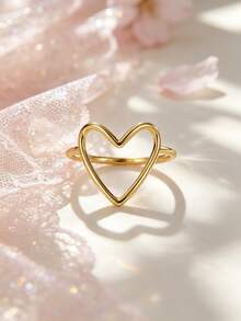 1pc Heart Shaped Ring, Minimalist & Cute, Suitable For Daily Wear Or Festivals - Love - View 21