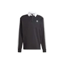 Áo Polo dài tay adidas Originals ADICOLOR RUGBY, chất liệu cotton nguyên chất, kiểu dáng Preppy, kẻ sọc kiểu Mỹ cổ điển, mềm mại và thoải mái, có logo, dành cho nam, màu đen. - màu đen - Xem 11