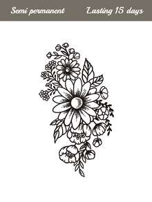 1pc Herbal Juice Semi-Permanent Magical Tattoo Sticker, Creative Delicate Floral Pattern, Gift For Women, 7-14 Days Waterproof, Fade-Resistant, Large Size For Arm, Chest, Back, Body Temporary Tattoo - Blue - View 9