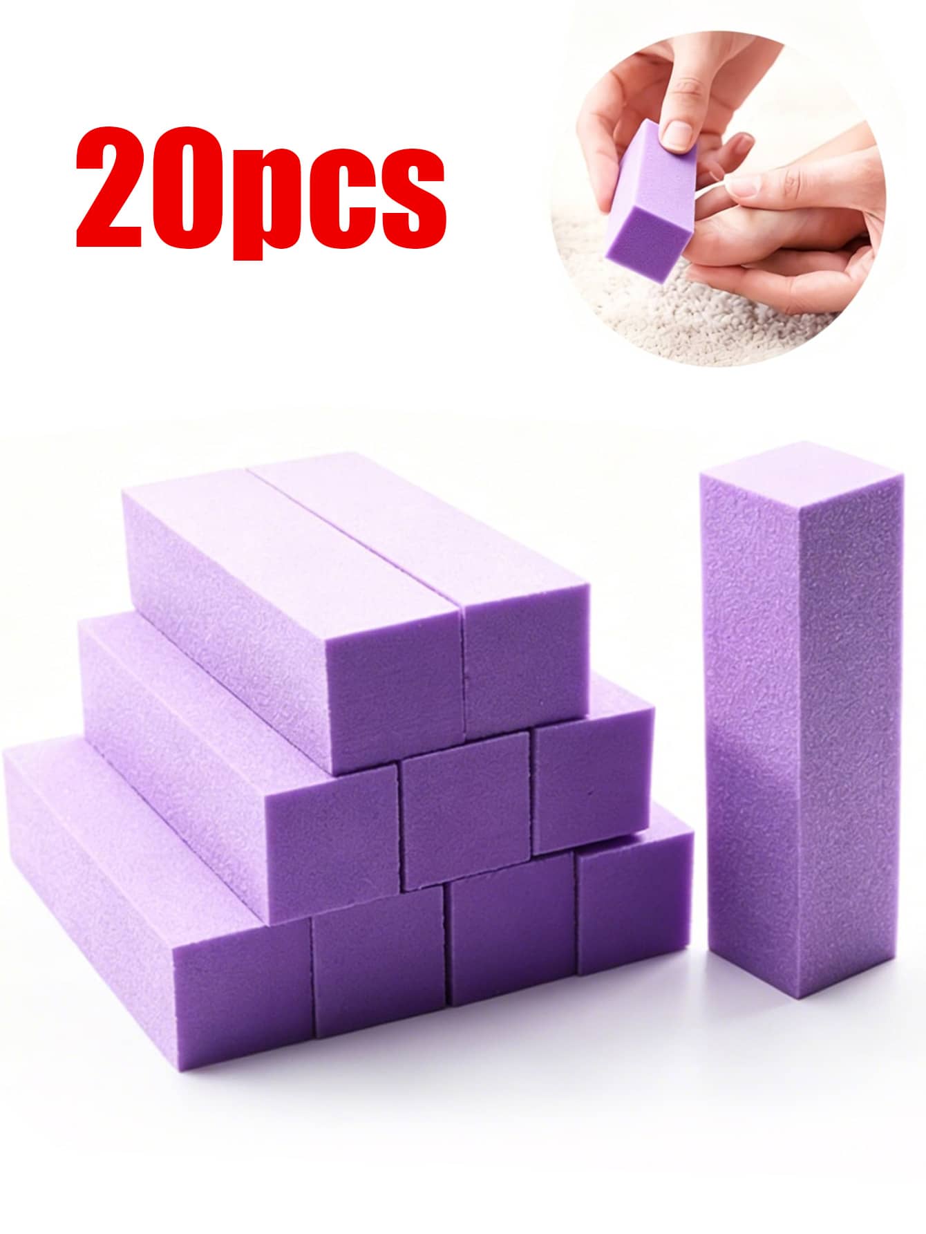Bộ 1/3/5/10/20 miếng mài móng màu tím, độ nhám 100/180, giấy nhám đánh bóng 3 trong 1, thích hợp cho móng acrylic và gel, bộ dụng cụ làm móng tay và móng chân chuyên nghiệp. - Nhiều màu - Xem 1