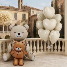 1/2/3/9pcs 37-Inch Sitting Brown Bear Shaped Balloon Base, Balloon Birthday Party Decoration, Indoor Tabletop Gathering Arrangement, Foil Balloon - View 7