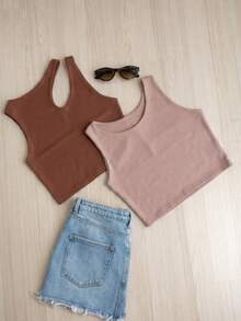 Women Tank Tops & Camis - Coffee Brown - View 1
