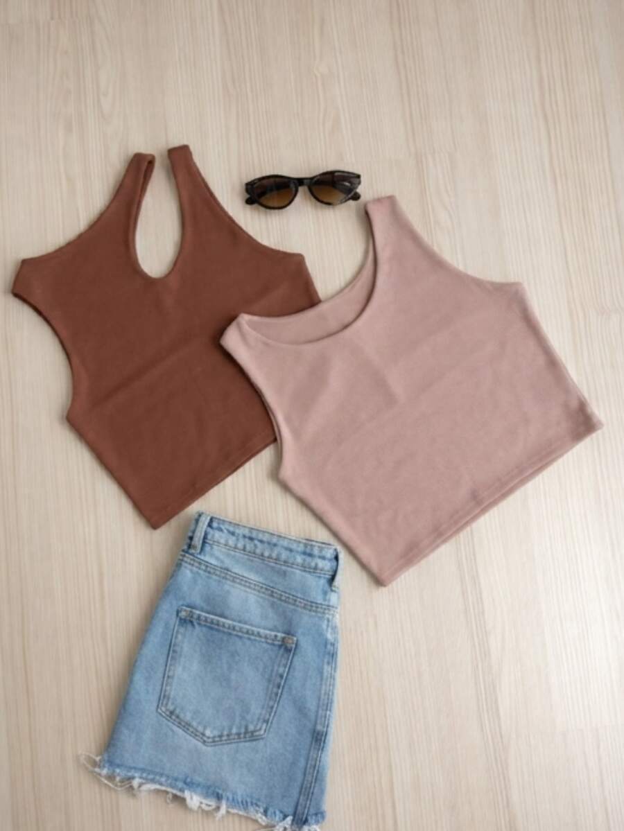 Women Tank Tops & Camis - Coffee Brown - View 1