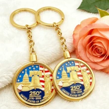 2026 America 250th Anniversary Keychain For Men Women, Alloy Metal Commemorative Keyring With 1776-2026, Heavy Duty Corrosion Resistant Keychain, Meaningful Patriotic Gift For History Lovers Dad Him Her - 金色 - 查看 8